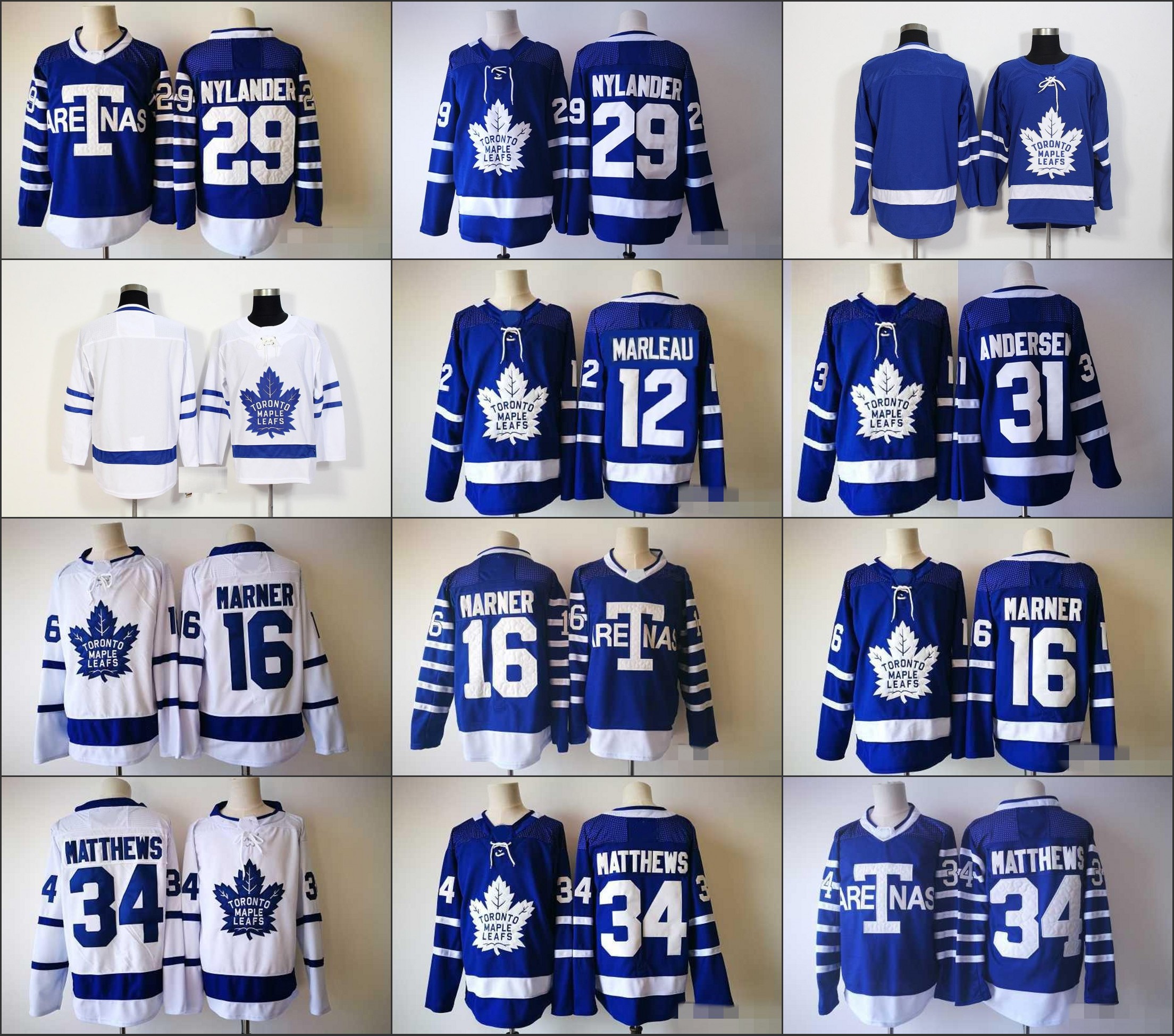

Whoelsale2019 Toronto Maple Leafs 34 Auston Matthews 16 Mitchell Marner 29 William Nylander 12 Patrick Marleau Andersen Rielly Arenas Jersey, As pic