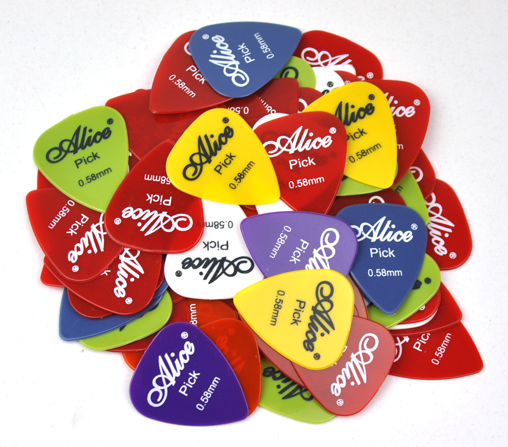 

100pcs 0.58mm Alice Glossy Nylon Guitar Picks Plectrums For Acoustic Guitar E