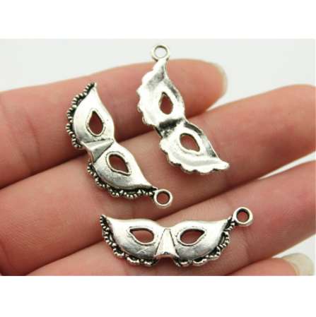 

WYSIWYG 10pcs 31*12mm 2 Colors Antique Silver, Antique Bronze Mask Charms