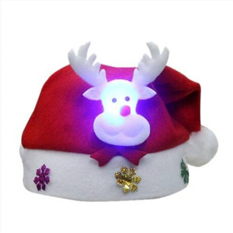 

2018 Wholesales Lovely Snowman Christmas Hat LED Caps For Children New Year Xmas Kids Gift Home Decorations