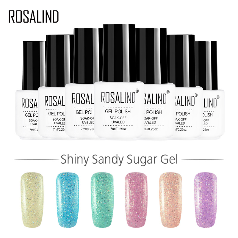 

ROSALIND Shiny Sandy Sugar Gel Nail Polish Set Gel 7ml for Manicure UV LED Hybrid Varnishes Nail Extension Pulimento Del, Rcbase