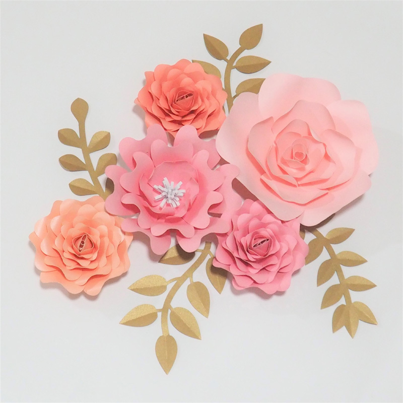 

DIY 5pcs Giant Paper Rose 4pcs Leaves Flores Artificiales Fleur Artificielle For Wedding & Event Backdrop Party Nursery