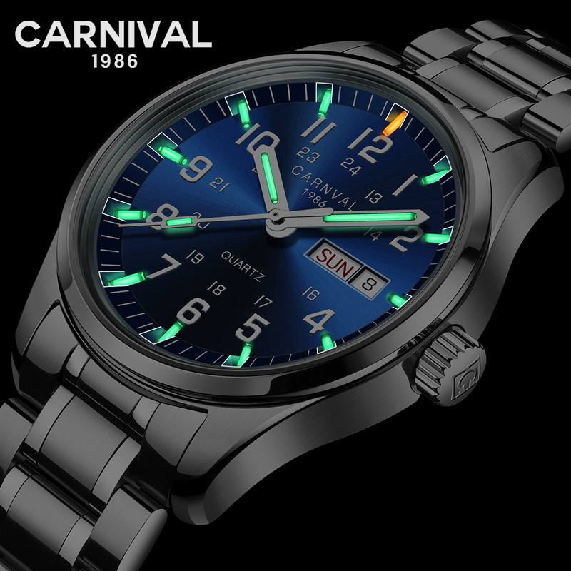 

T25 Tritium luminous mens watches man top quartz watch men clock saat full steel reloj hombre montre homme, Green 39 blue silver