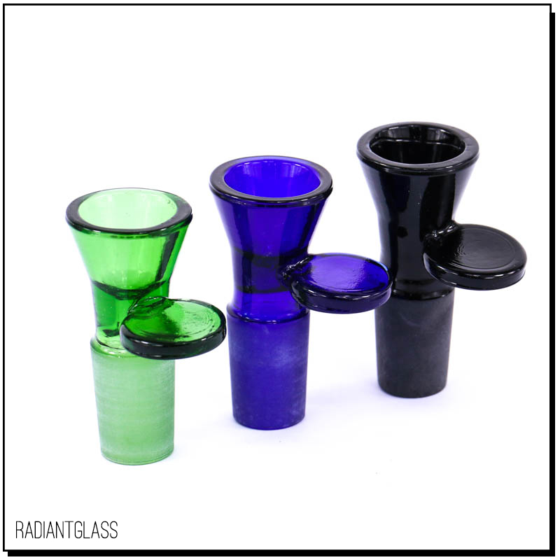 

18mm three color bong bowls trumpet glass bowl with handle male smoking