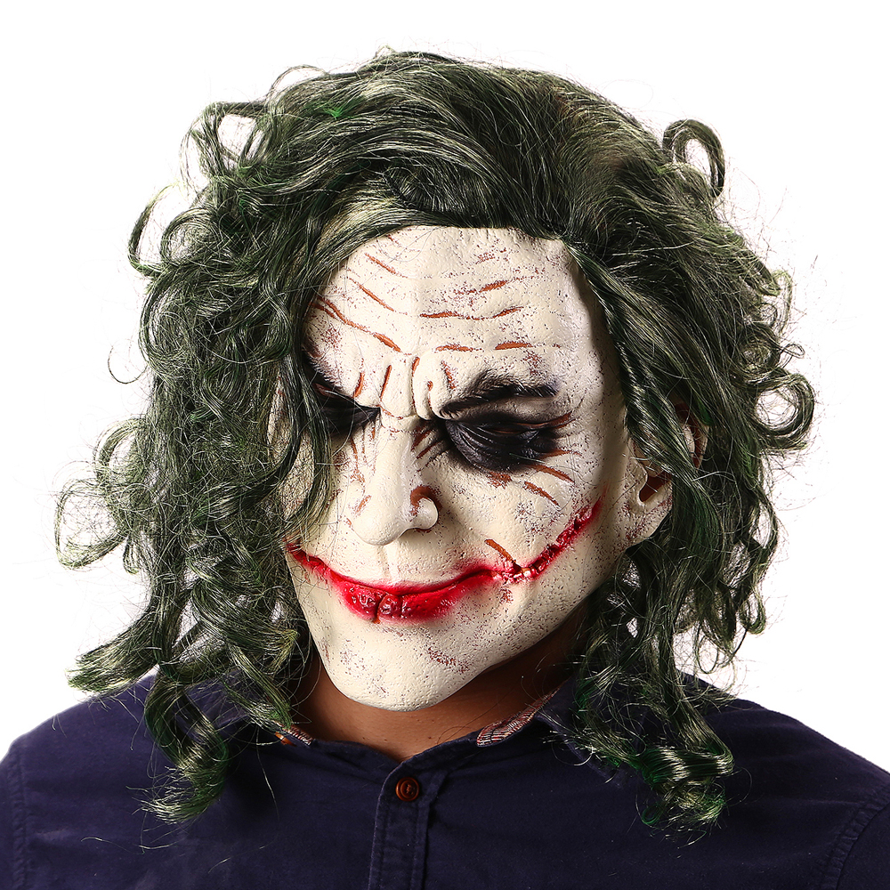 

C/Miracle The Dark Knight Theme Joker Mask Clown Latex Cosplay Costume Masquerade Kit Men Women Full Face Halloween Horror Party Masks