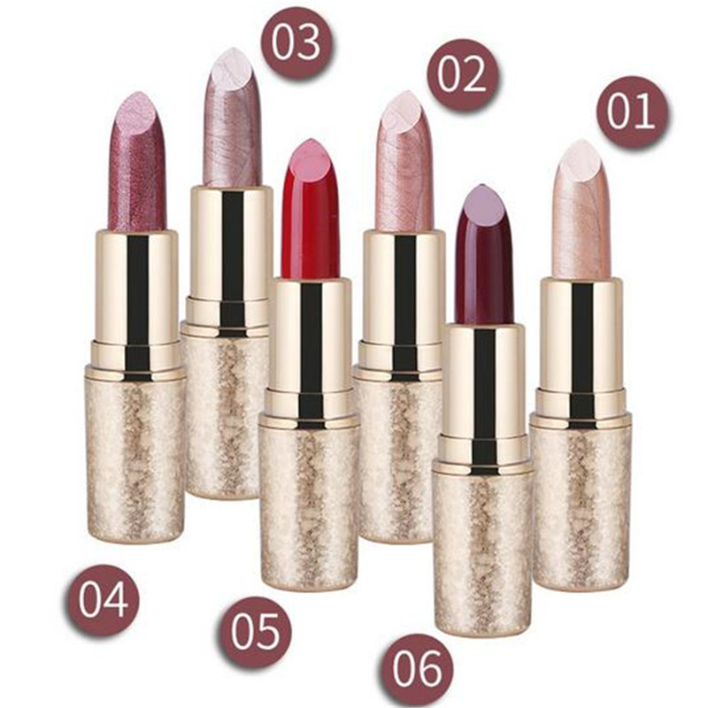 

Qic snow flower lipstick pencil waterproof long lasting metallic lipstick matte lip gloss 6 colors shimmer lips Easy To Wear Cosmetic, As picture show