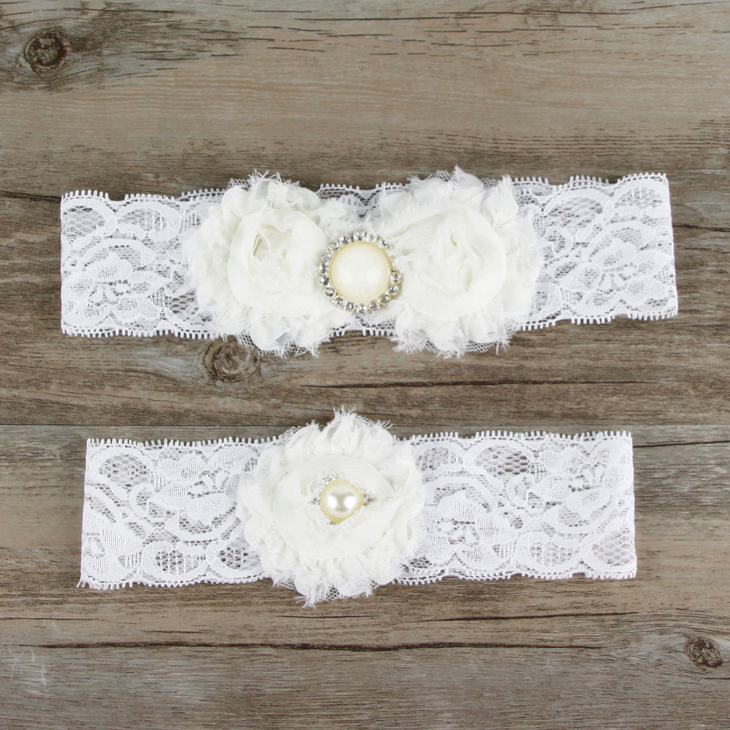 

Bridal Leg Garters Prom Garter Bridal Wedding Garter Belt 2 Pieces set Faux Pearls Free Size 17-21 inches, As picture