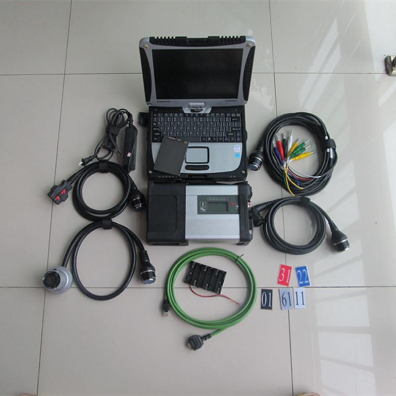 

mb star compact c5 diagnosis tool scanner with cf-19 laptop touch screen software ssd super 12v 24v