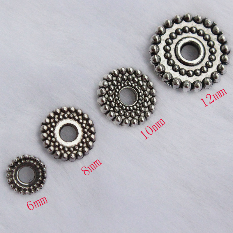 

200pcs/lot 6/8/10/12mm Tibetan Silver Wheel Shape Alloy Spacer Beads For Diy Jewelry Bracelet Making Shim Loose Spacer Beads