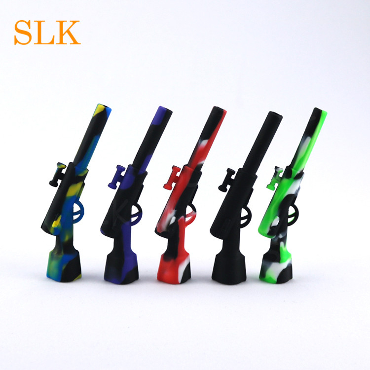 

mini rifle tobacco pipe silicone smoking pipe silicone dry herb vaporizer smoking pipes unique glass bong fashion luxury design