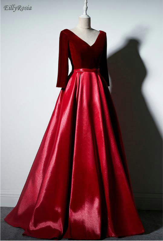 satin and velvet dress