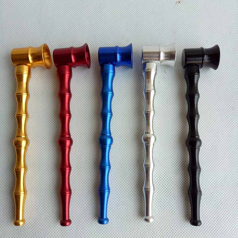

Bamboo joint Aluminum Cigarette metal Smoking pipe Tobacco Hand Cigar holder Filter Spoon Pipes Bowl 6 colors Tools Accessories