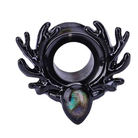 

new jewelry ear plugs deer logo ear tunnel shell drop stainless steel silver and black ear piercing pair selling