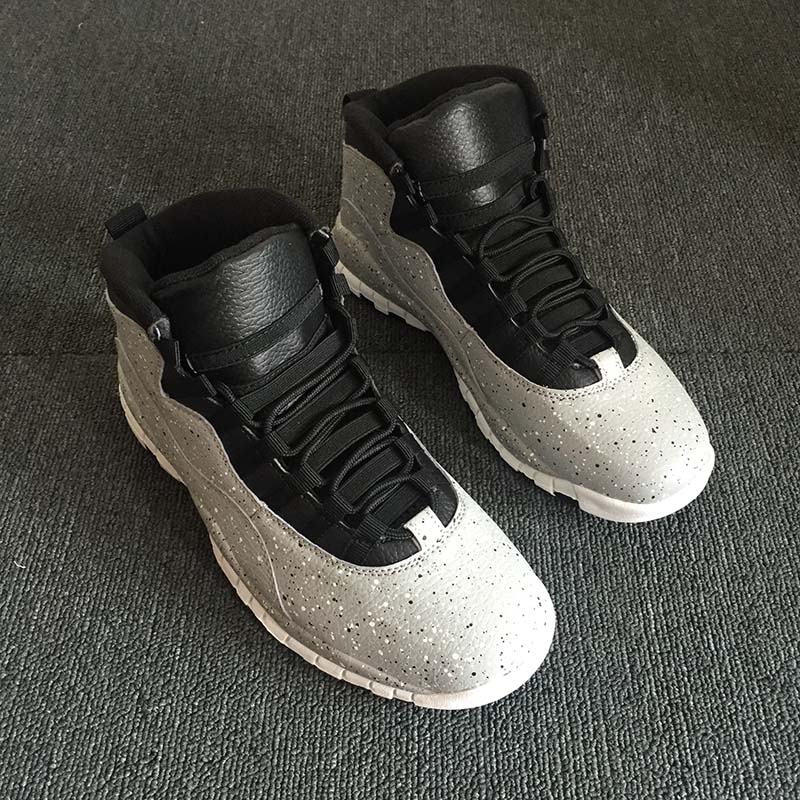 

New 10 Cement Smoke Grey/Black-University Red-White Men Basketball Shoes 10s shoes mens sports Sneakers Good Quality
