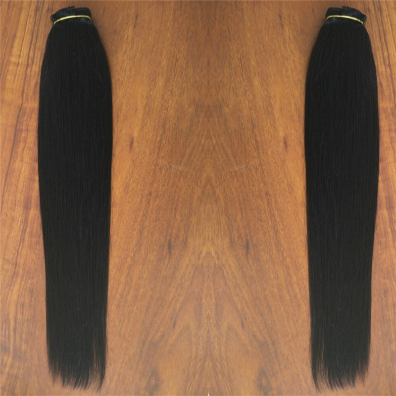 

Jet Black Color one piece set clip in hair extensions with 5 clips 10inch width,120gr set, free DHL, Black color 1#