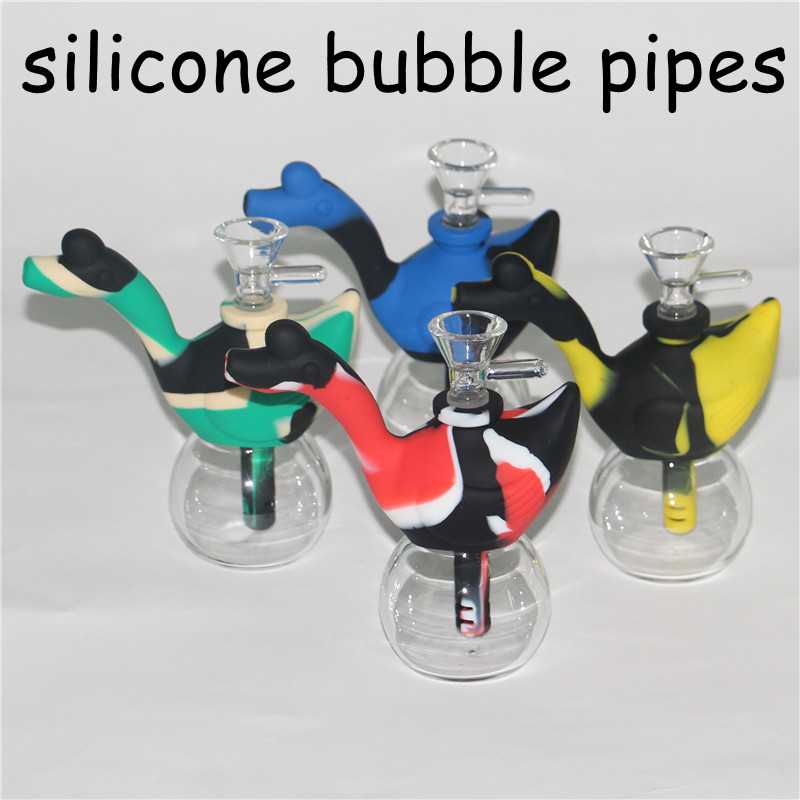 

Silicon Oil Rigs swan silicone bubbler bong Silicone Hookah Bongs Silicon Oil Dab Rigs Pipes silicone smoking pipes dabber tool dab mat