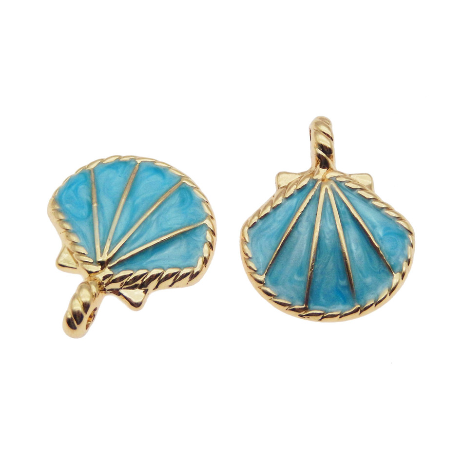 En gros 40 pièces à la main créative conque en alliage de Zinc forme émail collier pendentif à breloques bijoux à bricoler soi-même Bracelet arti