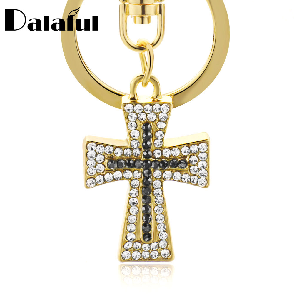 Key Rings Fashion Exquisite Crystal Cross Keyrings Keychains Chic Lucky Purse Bag Pendant For Car Women Chains Holder K310-image-429589825