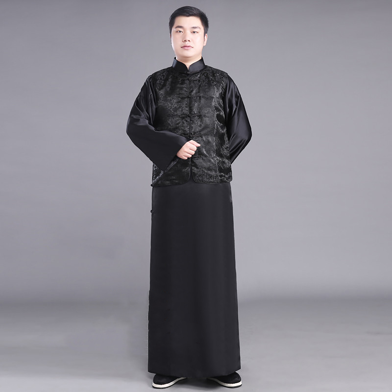 

New film and television performance wear Chinese ancient costume male the Qing dynasty Robe Traditional male cheongsam ethnic clothing