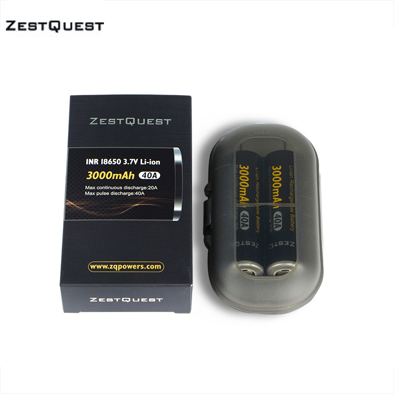 

Zest Quest 18650 3000mAh 3.7V 40A Battery Li-ion Rechargeable Updated ZQ 18650 battery for e cigarettes 100% Original