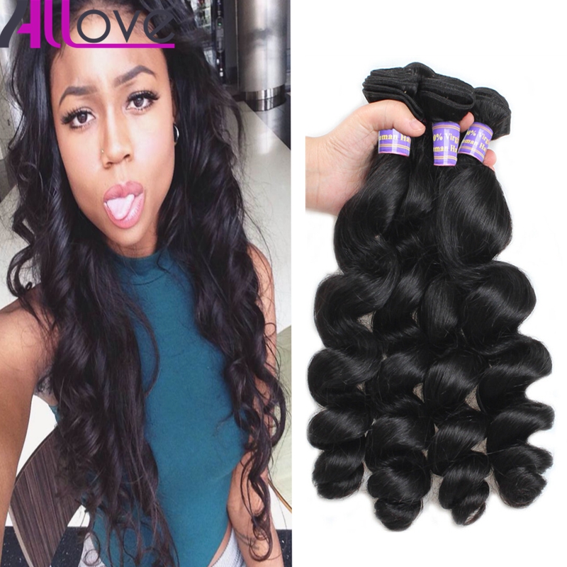 

Wholesale Brazilian Hair Extensions 3Pcs/lot Cheap 8A Unprocessed Human Hair Weaves Peruvian Loose Wave Virgin Hair Wefts Free Shipping, Natural color