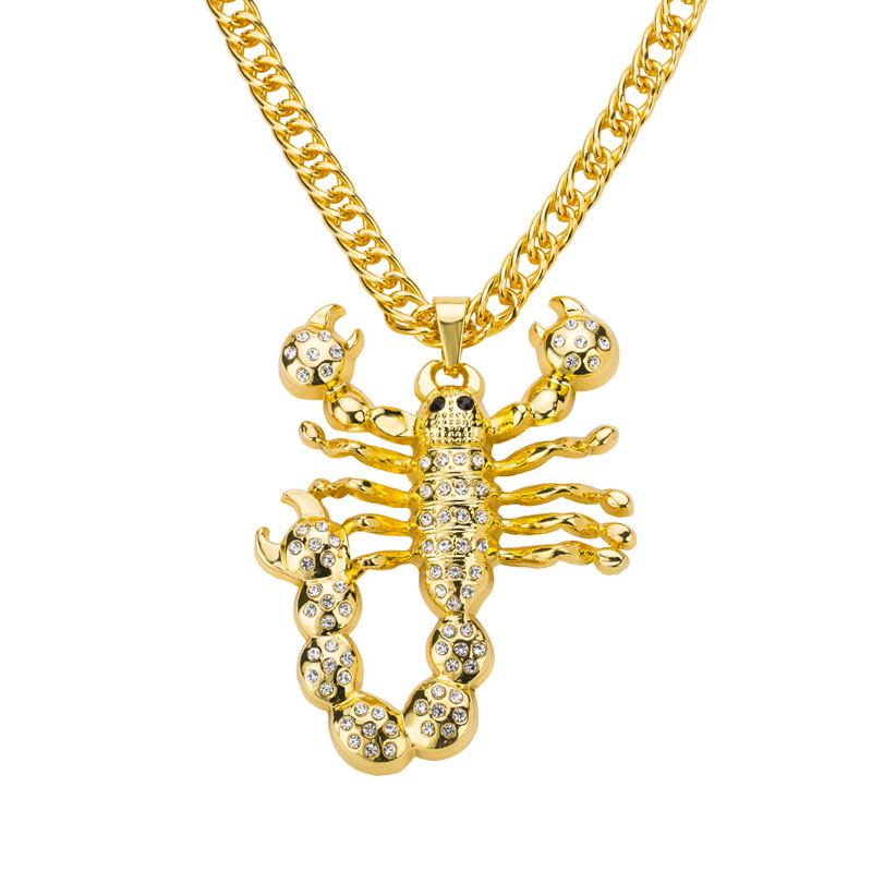 

New Arrival Hip Hop Iced Out Crystal Scorpion Statement Pendant Necklace Gifts Fashion Jewelry for Men and Women