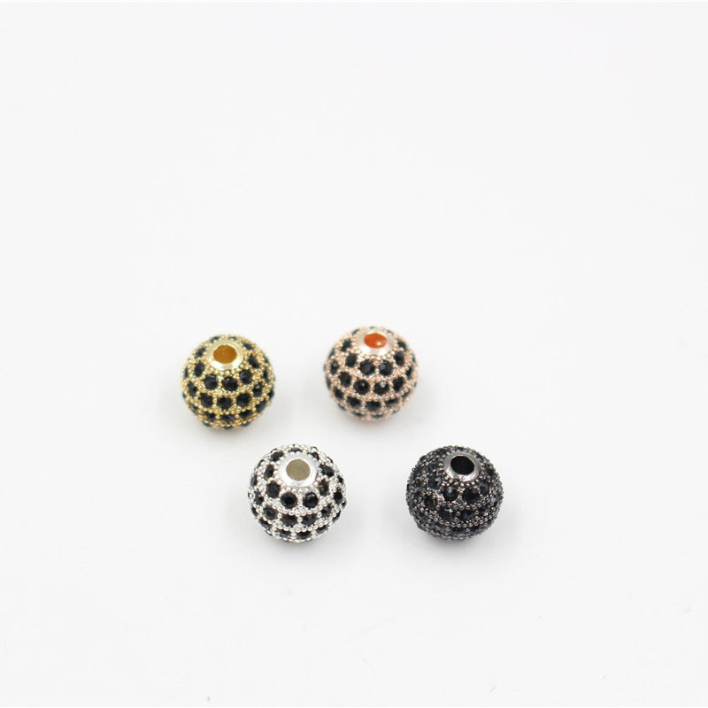 

Womens Favorite DIY Jewelry Black Rhinestone Alloy Ball Beads with Hole 4 Colors for Choose