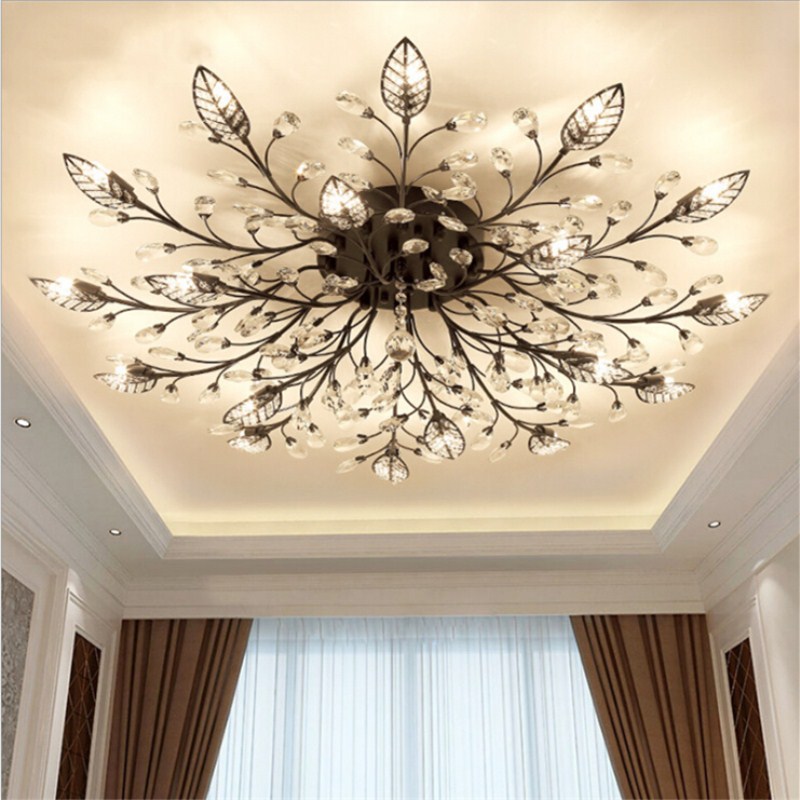 

Modern K9 Crystal chandelier LED Flush Mount Ceiling Lights Fixture Gold Black Home Lamps for Living Room Bedroom Kitchen fixtures