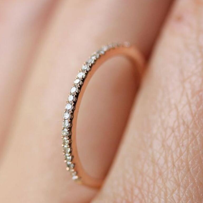 

jewelry round rings for women rose gold color crystal setting simple wedding band rings hot fashion