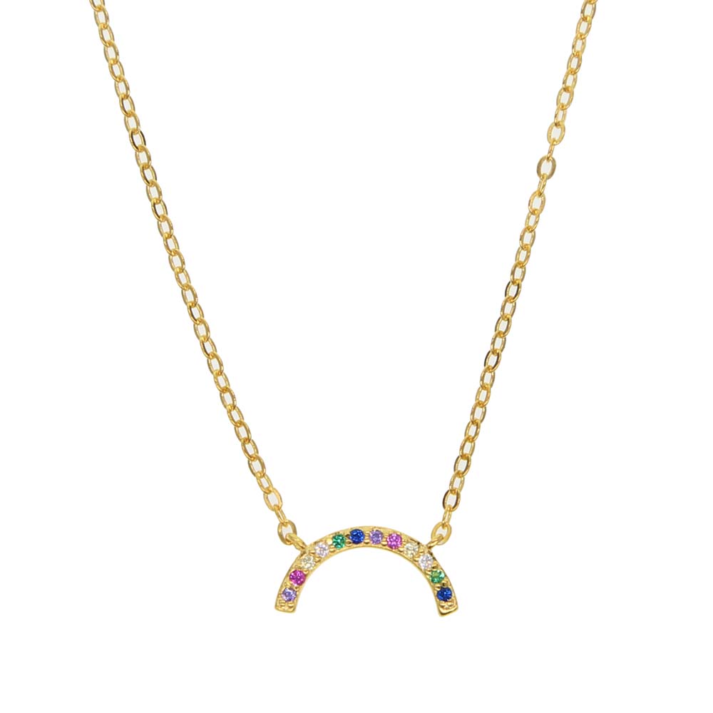 

Guarantee 925 sterling silver rainbow necklace fits pandora fashion jewelry vermeil gold plated simple necklaces