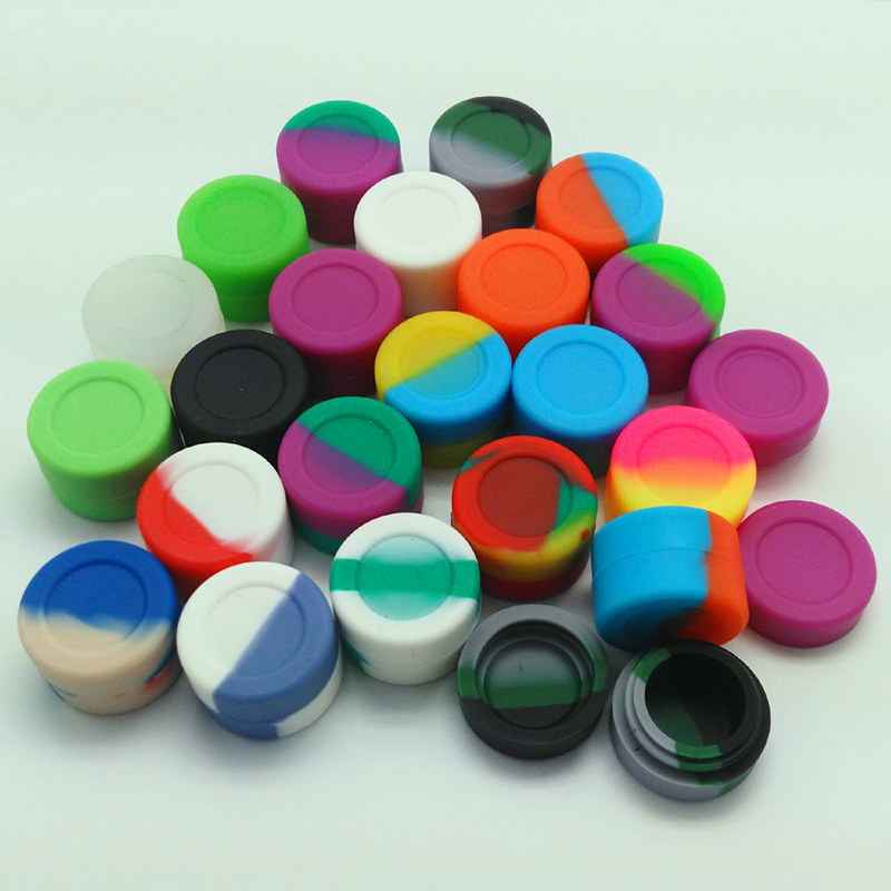 

10pcs/lot 3ml mini assorted color silicone container for Dabs Round Shape Silicone Containers wax Silicone Jars