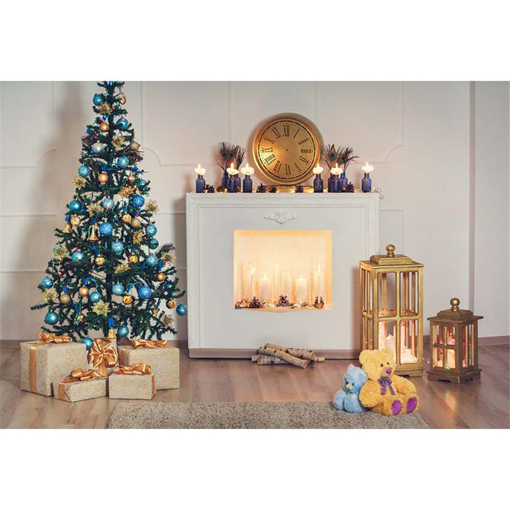 Haoyiyi 10x8ft Home Christmas New Year Eve Backdrops Xmas Tree Home Indoors Decor for Bedroom Living Room Party Photography Party Background for Shooting Banner Portrait Photo Booth Props