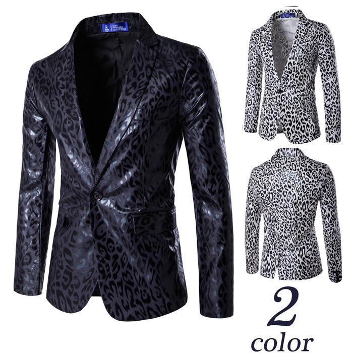 Leopard coating Blazer Men 2018 New Arrival Mens Slim Fit Blazer Jacket Leopard Stylish Single Button Men Suit Costume Veste Hom