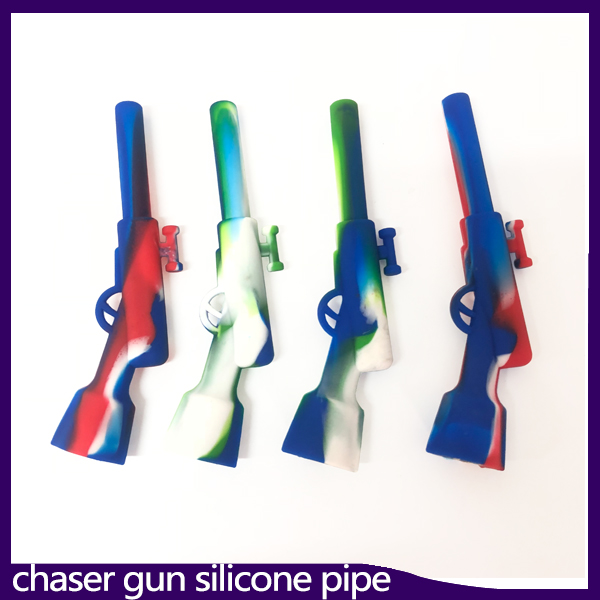 

Rifle Silicone Pipe with Metal Bowl Oil Rig Hookah Wax Pen Smoking Pipes 420 Small Gun Sneak A Toke vs twsity glass blunt 0266201
