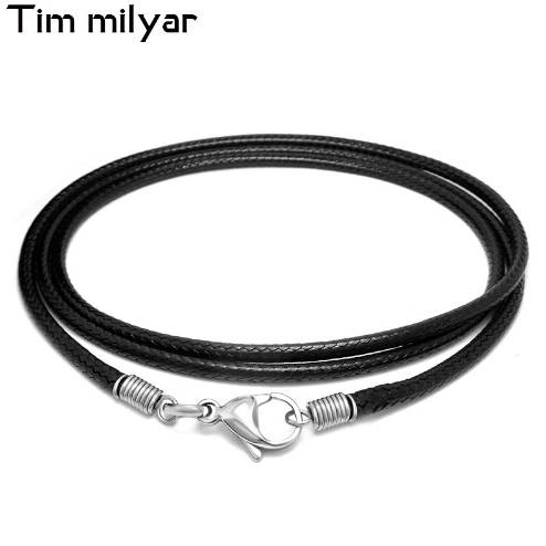 

Tim Milyar Men Necklace PU Leather Black Wax Rope Width 2.5mm Necklaces Chain Punk Style Fashion Jewelry Handmade Gift For Men