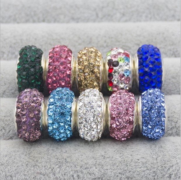

Fits Pandora Bracelets 30pcs Crystal Shambala Disco Ball Silver Charm Bead Loose Beads For Wholesale Diy European Sterling Necklace Jewelry