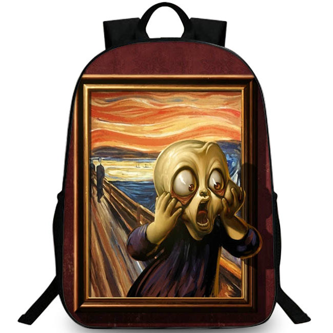 

Impressionism backpack Funny style day pack Warp painting school bag Cool packsack Quality rucksack Sport schoolbag Outdoor daypack, Black