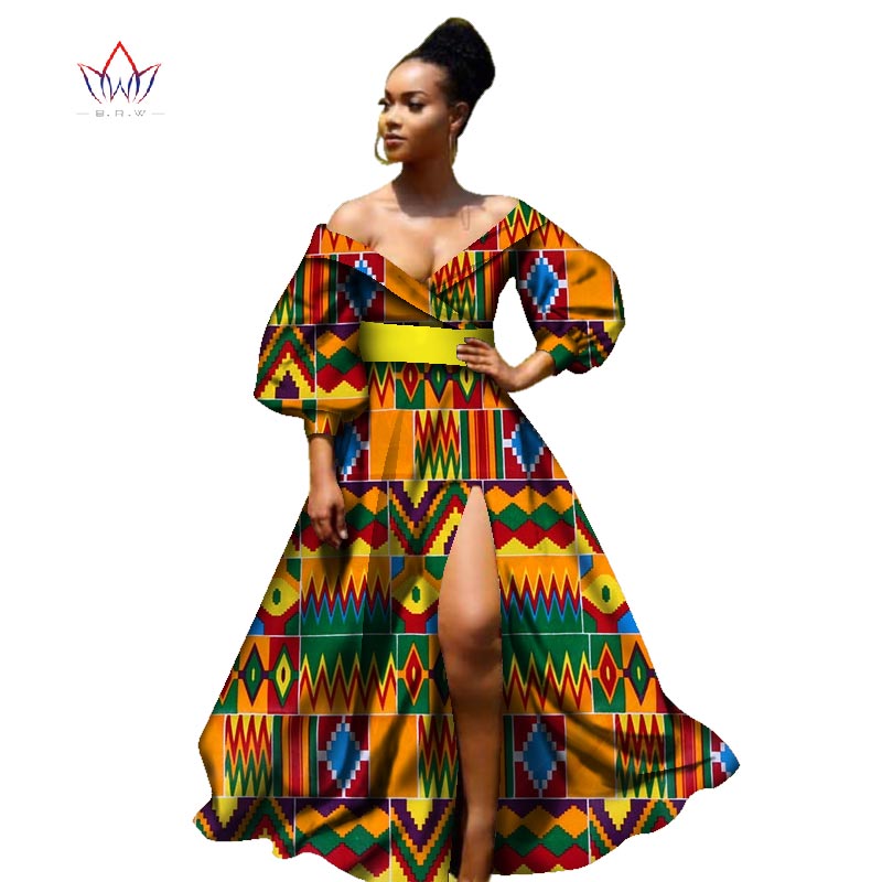 

african bazin dresses for women african Three Quarter sleeves dresses for women african clothing wax dashiki fabric WY2255