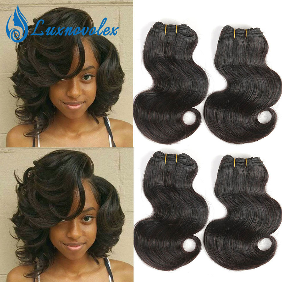 

Malaysian Hair Body Wave 4 Bundles 8 Inch Short Human Hair Extensions 7A Malaysian Virgin Human Hair Weave Bundles 50g/Pcs Total 200g, Natural color