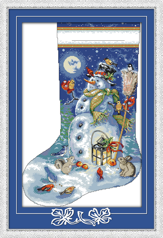 

Peaceful snowman with animals home decor paintings ,Handmade Cross Stitch Embroidery Needlework sets counted print on canvas DMC 14CT /11CT