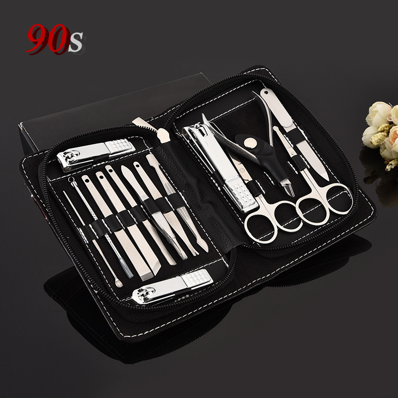 

Professional Manicure Set All for Nail Clipper Trimmer File Cuticle Nipper Pusher Nose Eyebrow Scissors Tweezers Beauty Care Kit, 12 pcs set