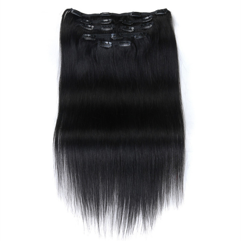 

8pcs/set /120g set one set Indian human hair Color 1# 1B#,2, 4,14,24,27,60,613,99J Clip In Hair Extensions, P14/613