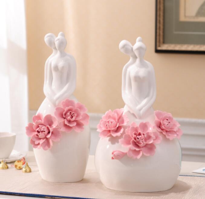 

modern Creative ceramic young girls lady figurines home decor crafts room decoration handicraft ornament porcelain wedding decor