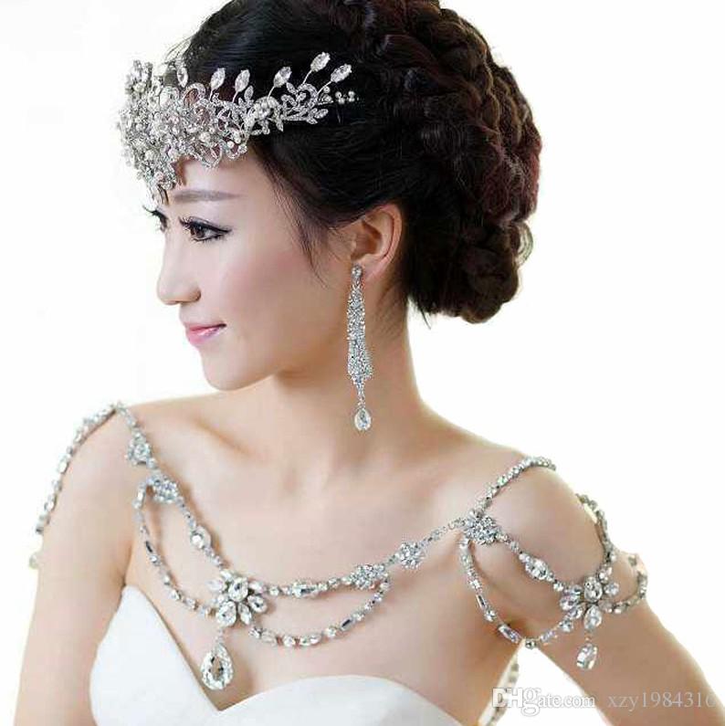 

Bridal Wraps Shoulder Stunning Cheap Shoulder Chain Hot Sale Fashion Noble Crystal Bridal Necklace 2018 Beading Wedding Accessories, Silver