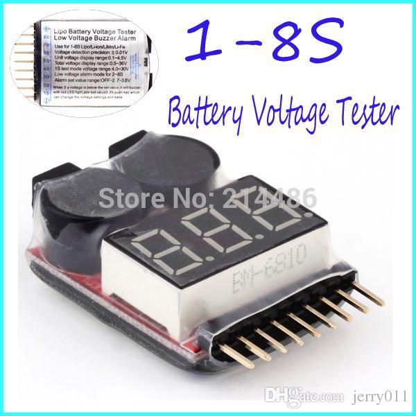 Mini BX100 Portable 1-8S Lipo Tension testeur de Batterie//Basse Tension Buzzer Alarme//Batterie V/érificateur de Tension avec Deux Haut-parleurs Noir