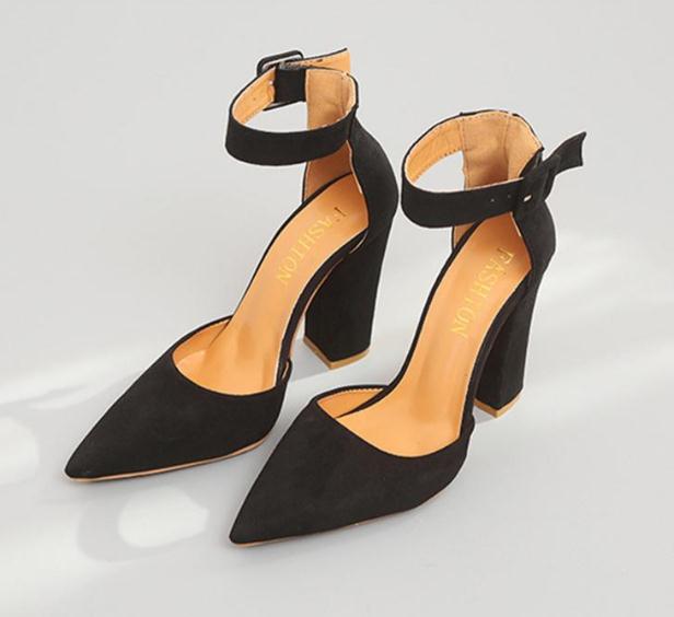 

Woman Party Ankle Strap Summer Sandals High Heels Suede Sandals, Black