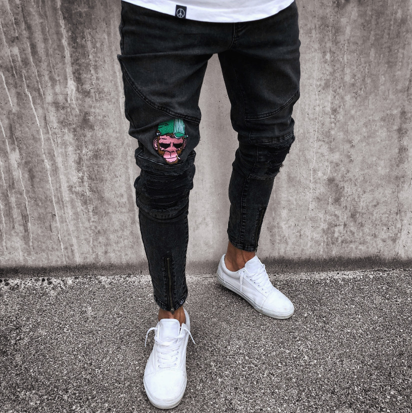 DIOOAID 2018 Black Jeans Streetwear HIPHOP Nouvelle fermeture à glissière Moto de la moto Mode Chaude Vente Male Personnalité Denim Pantalons D18