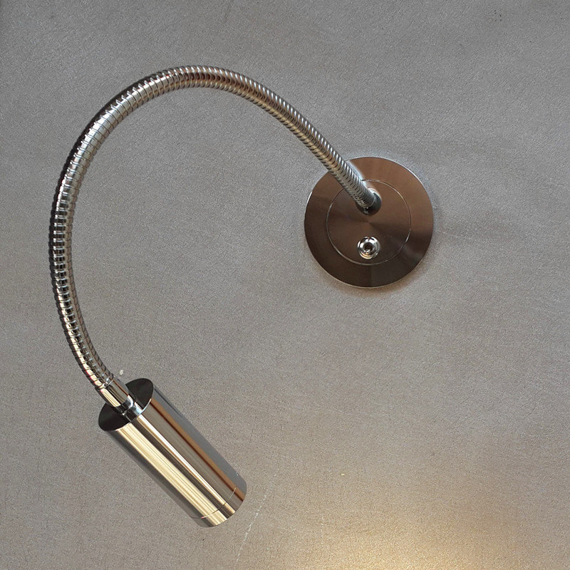 

Topoch Over Headboard Reading Light Recessed Slim Plate Flexible Arm on/off Switch 3W LED Chrome Finish for Hotel Residential Car Yacht