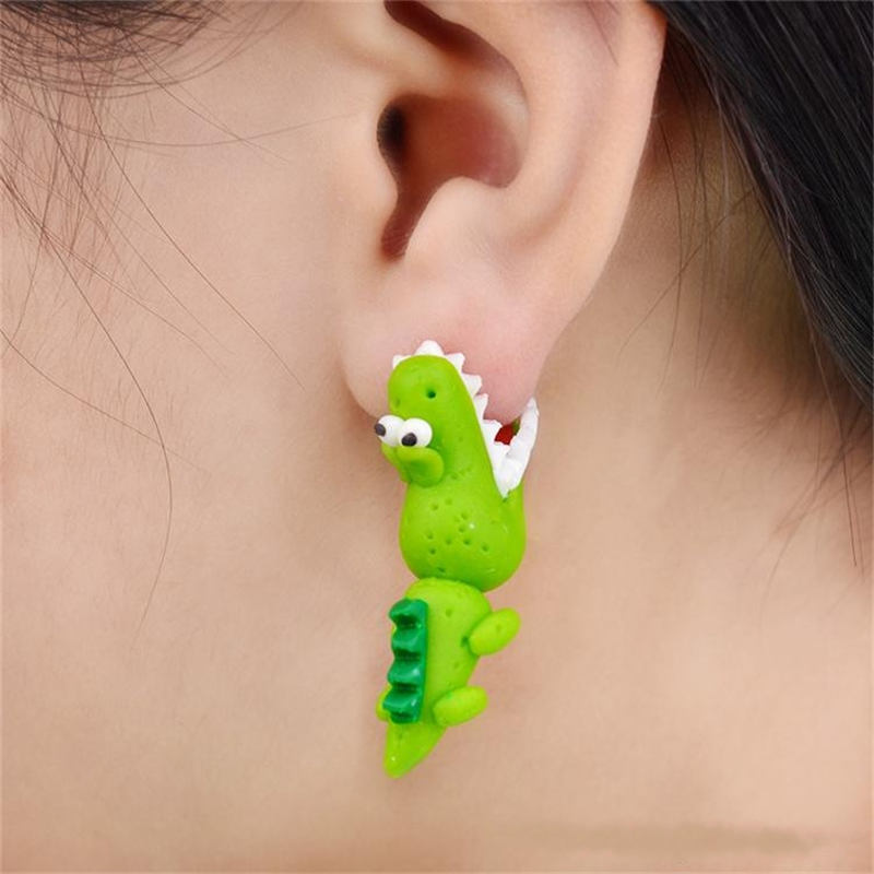 

Ladies Girl Cartoon Polymer Clay Stud Women cute Animal Crocodile Fashion Earrings Girl green Jewelry KKA1699