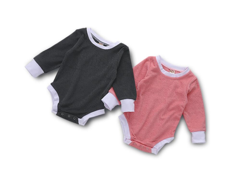 

Baby Solid Color Long Sleeve Romper Girl Boy Spring and Autumn Jumpsuits Kids Clothes Onesies ZHT 140, As picture